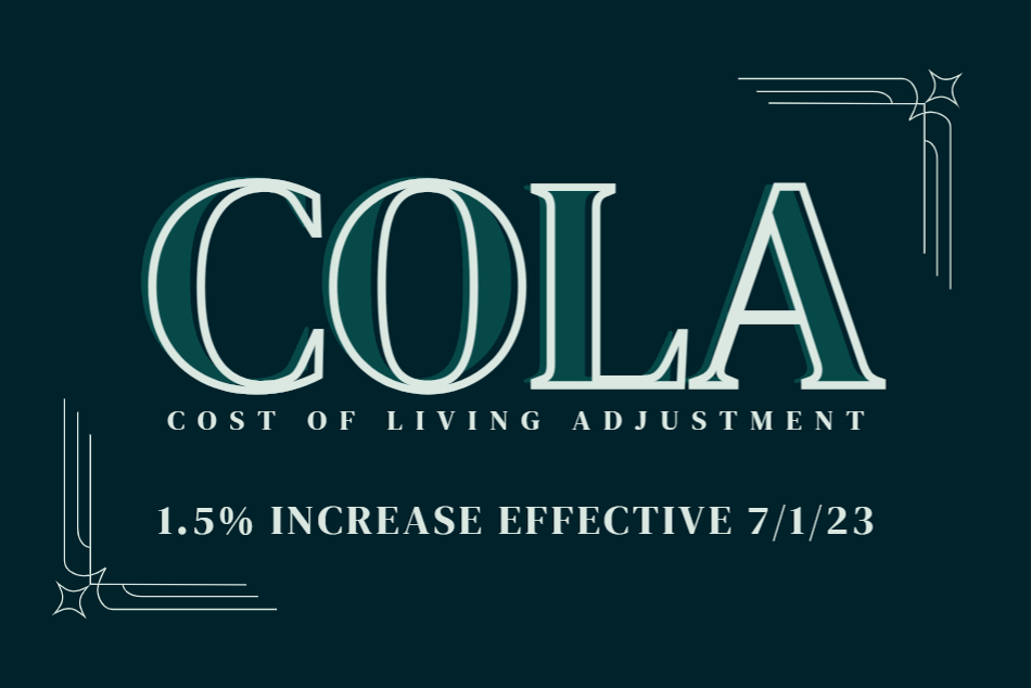 Image describing Cost of Living Adjustment Effective 7/1/2023 at 1.5% Increase